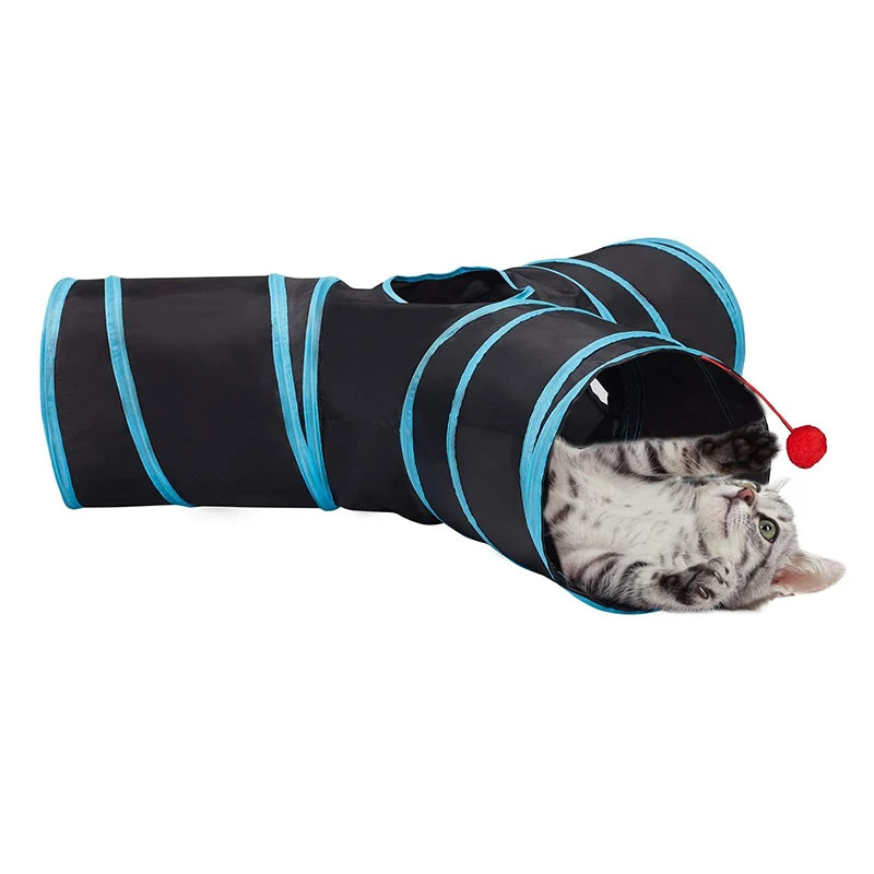 Túnel dobrável para gatos, treinamento para animais de estimação, brinquedo interativo divertido, túnel entediado para filhotes, gatinhos, coelho, conjunto de brinquedos para gatos